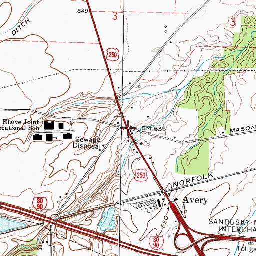 Topographic Map of Spears Corners, OH