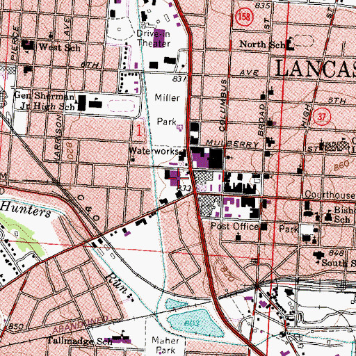 Topographic Map of Lancaster Plaza Shopping Center, OH