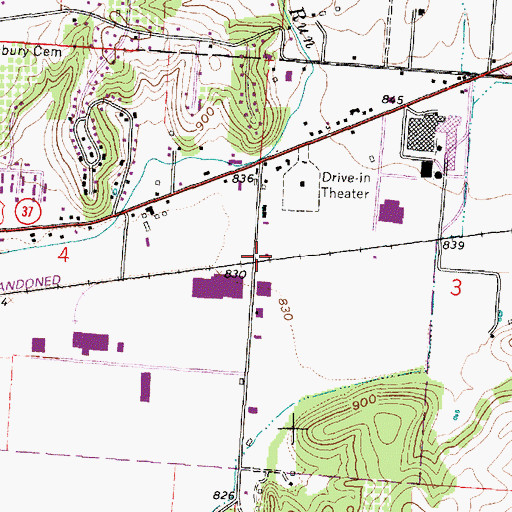 Topographic Map of Sandstone (historical), OH