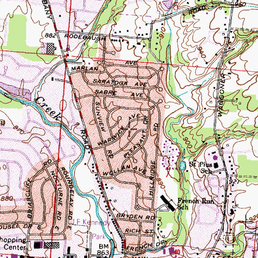 Topographic Map of Brookside Park, OH