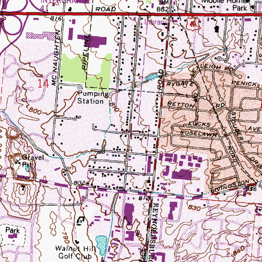 Topographic Map of Idlewood Manor, OH