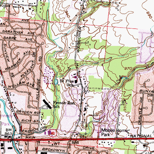 Topographic Map of Saint Pius X Catholic Church, OH
