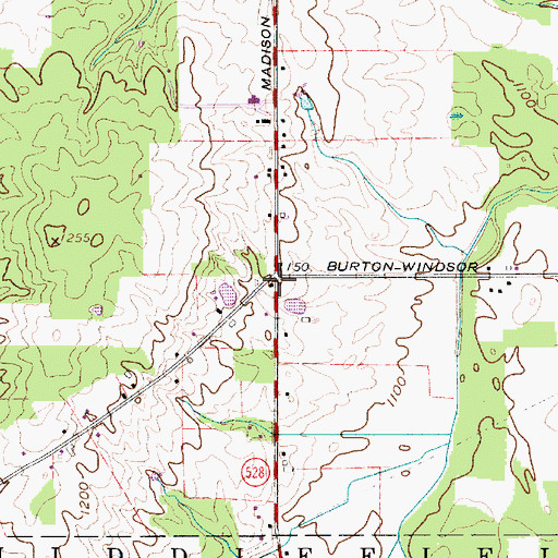Topographic Map of Barnes Corners, OH