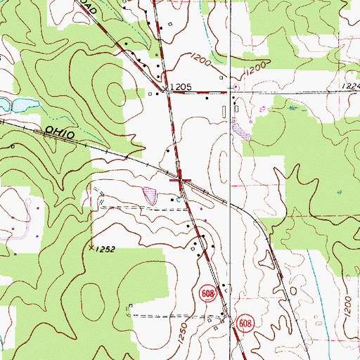 Topographic Map of Center Road (historical), OH