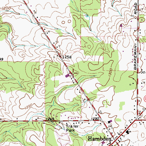 Topographic Map of Wooddin Hill, OH
