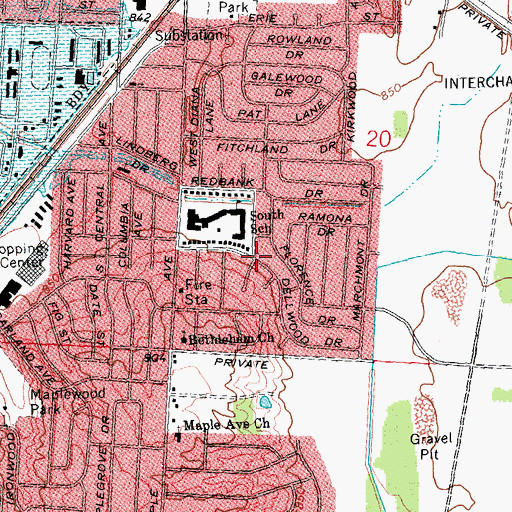 Topographic Map of Pleasant View, OH