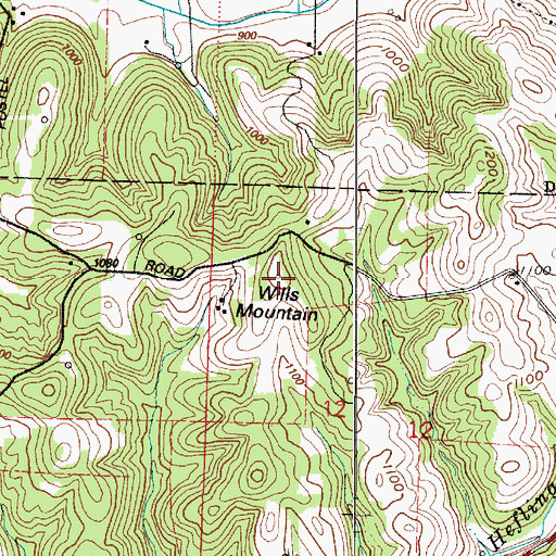 Topographic Map of Wills Mountain, OH
