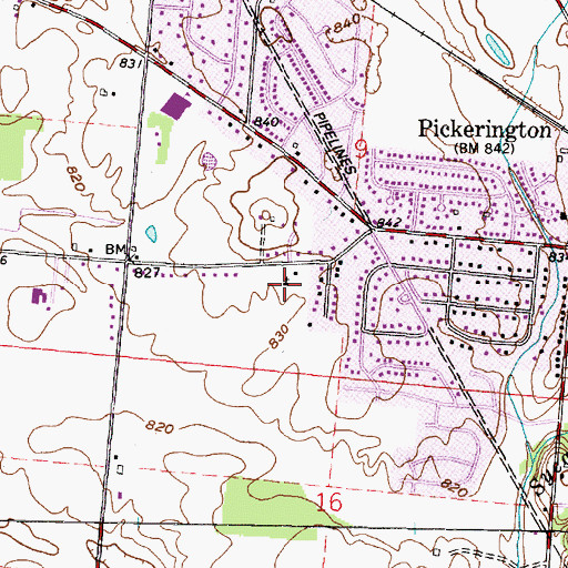 Topographic Map of Pickerington Freewill Baptist Church, OH