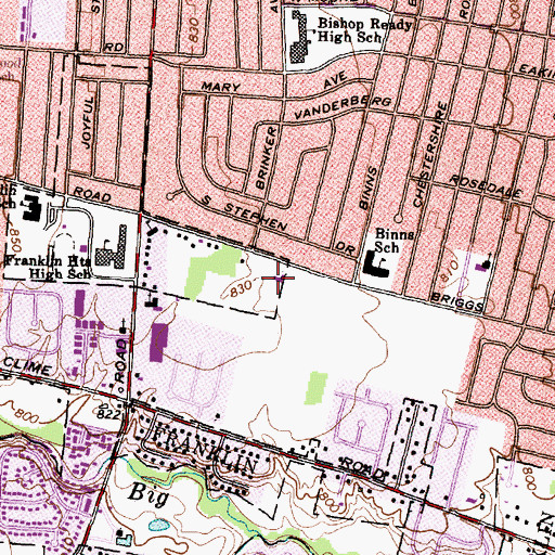 Topographic Map of Briggs Road Baptist Church, OH