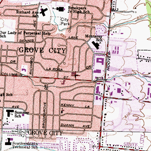 Topographic Map of Grove City United Methodist Church, OH
