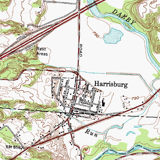 Topographic Map of Harrisburg United Methodist Church, OH