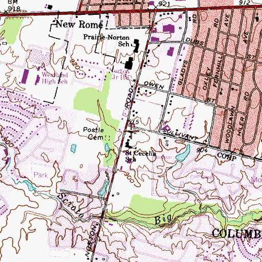 Topographic Map of Saint Cecilia Catholic Church, OH