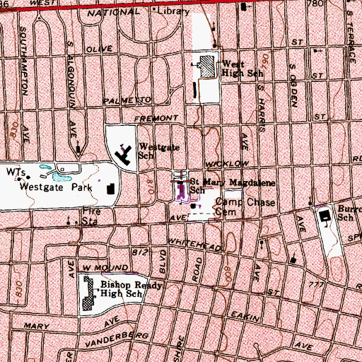 Topographic Map of Saint Mary Magdalene Catholic Church, OH