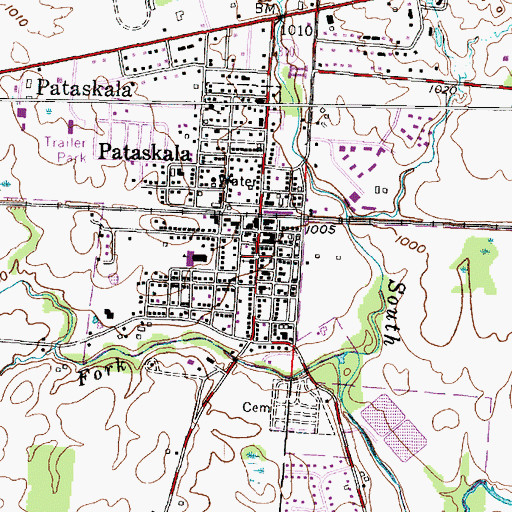 Topographic Map of First United Presbyterian Church of Pataskala, OH
