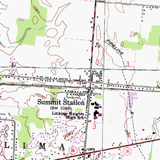 Topographic Map of Summit Station Freewill Baptist Church, OH