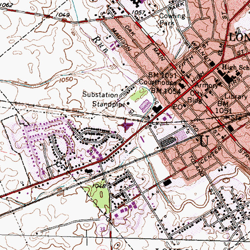 Topographic Map of London Square Shopping Center, OH