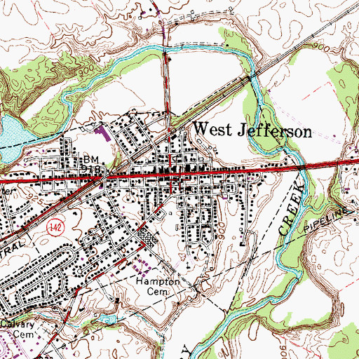 Topographic Map of West Jefferson United Methodist Church, OH