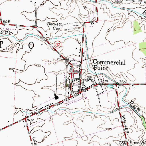 Topographic Map of Commercial Point United Methodist Church, OH