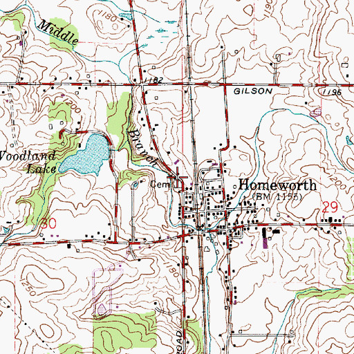 Topographic Map of Middle Sandy United Presbyterian Church, OH