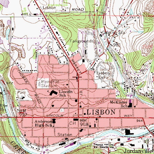 Topographic Map of Lisbon Church of the Nazarene, OH