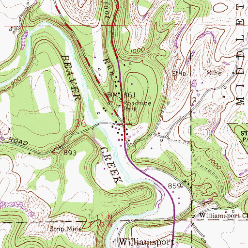 Topographic Map of Middle Beaver (historical), OH
