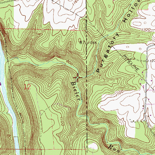 Topographic Map of Purgatory Run, OH