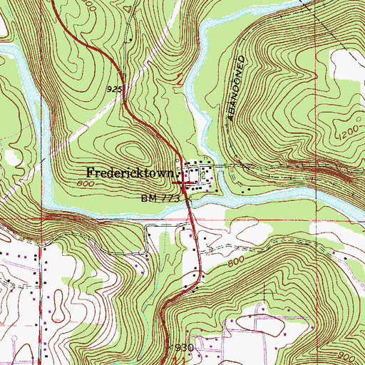 Topographic Map of Fredericktown Christian Church, OH