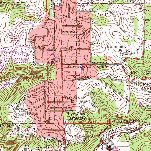 Topographic Map of First Presbyterian Church, OH