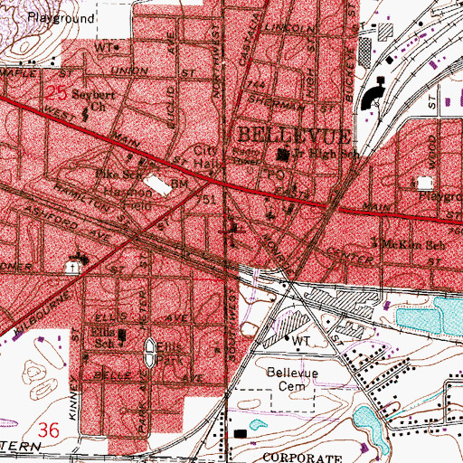 Topographic Map of Saint John Lutheran Church, OH