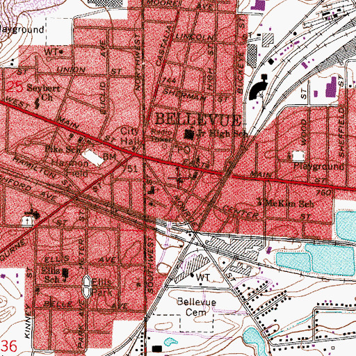 Topographic Map of Immaculate Conception Catholic Church, OH