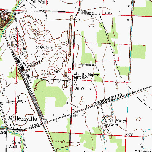 Topographic Map of Saint Marys Catholic Church, OH
