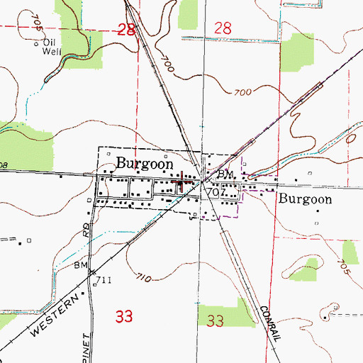 Topographic Map of Burgoon United Methodist Church, OH