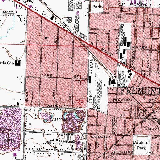 Topographic Map of Saint Casimir Catholic Church, OH