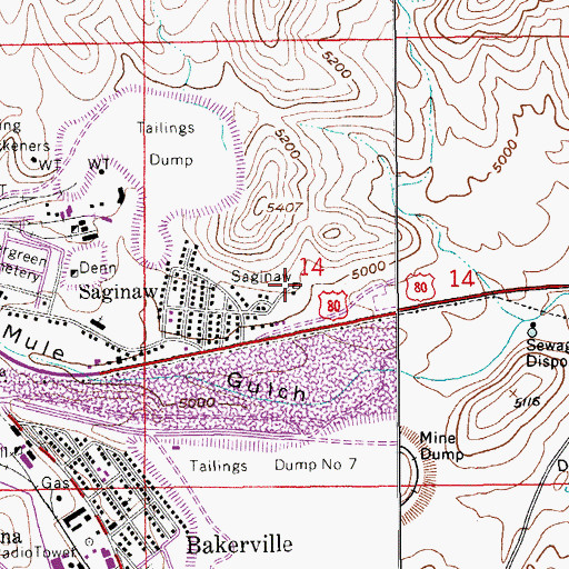 Topographic Map of Saginaw, AZ