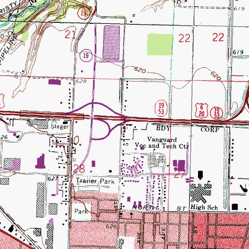 Topographic Map of First Baptist Church of Fremont, OH