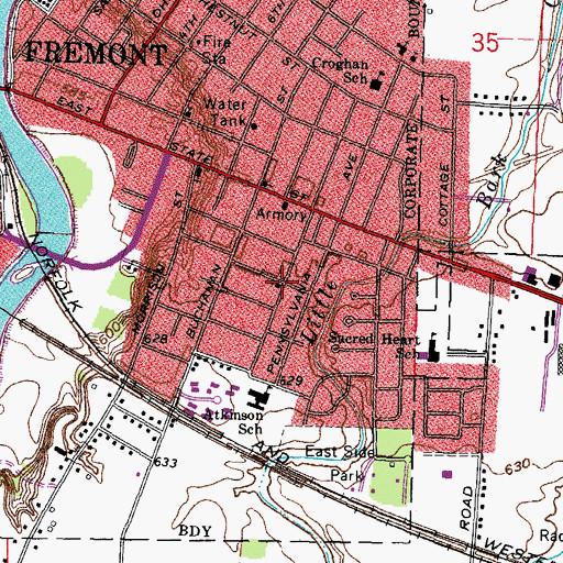 Topographic Map of Calvary Baptist Church, OH