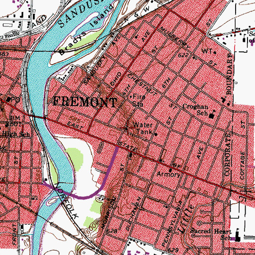 Topographic Map of First Church of God, OH