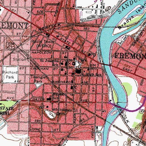Topographic Map of First Presbyterian Church, OH