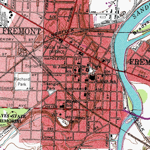 Topographic Map of Saint Joseph Catholic Church, OH