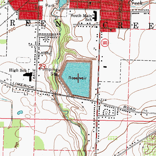 Topographic Map of Raccoon Creek Reservoir, OH