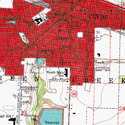 Topographic Map of Clyde Church of the Nazarene, OH