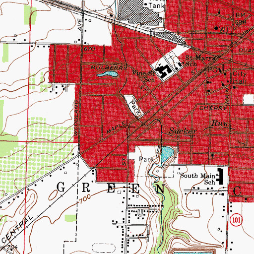 Topographic Map of First United Methodist Church, OH