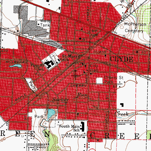 Topographic Map of Saint Paul Lutheran Church, OH