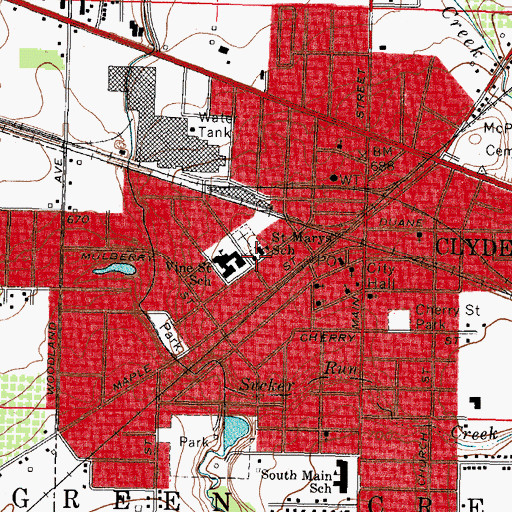 Topographic Map of Saint Marys Catholic Church, OH