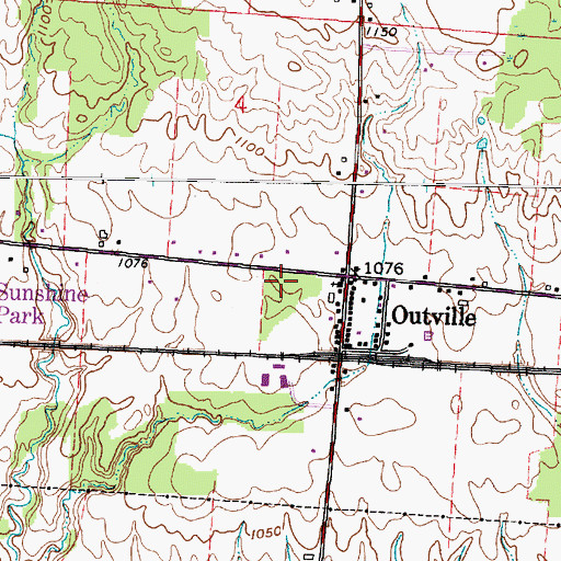 Topographic Map of Outville Presbyterian Church, OH