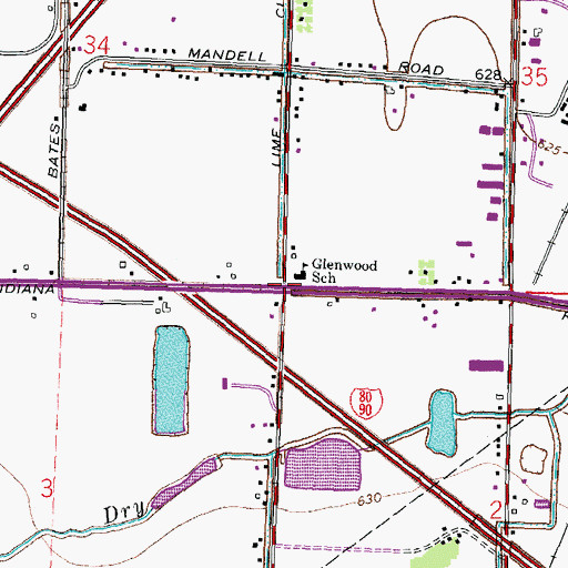 Topographic Map of Glenwood, OH