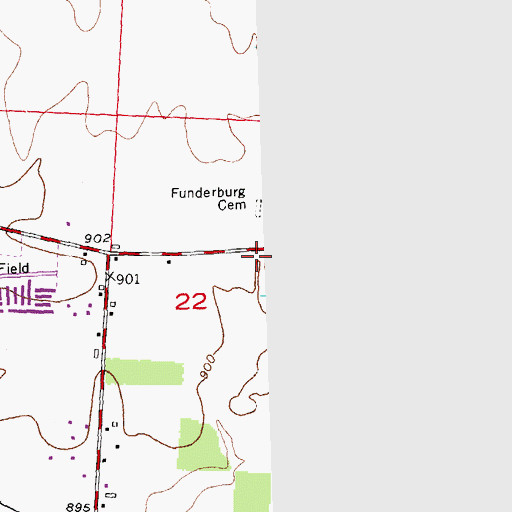 Topographic Map of Funderberg (historical), OH