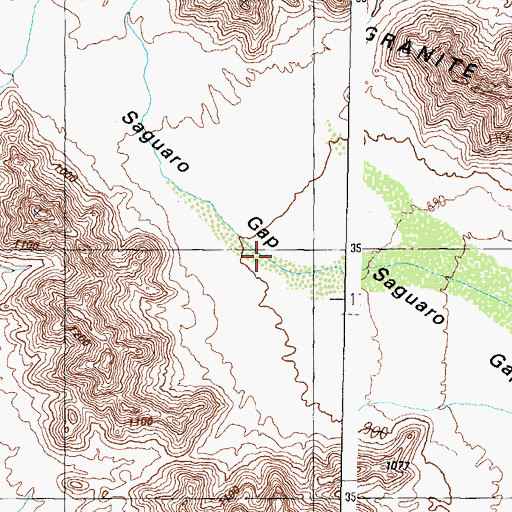 Topographic Map of Saguaro Gap, AZ