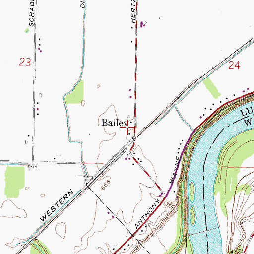 Topographic Map of Bailey, OH