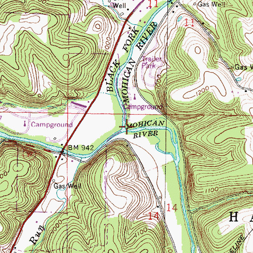 Topographic Map of Black Fork Mohican River, OH